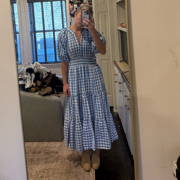 Blue and White Gingham Dress - Picture 3 of 3